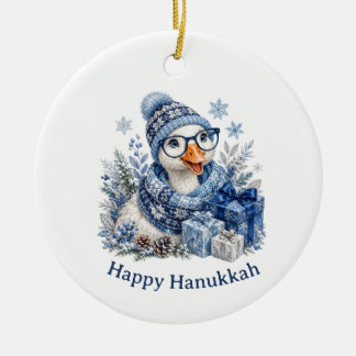 Söt högtidlig vinter jul Hanukkah gås Julgransprydnad Keramik