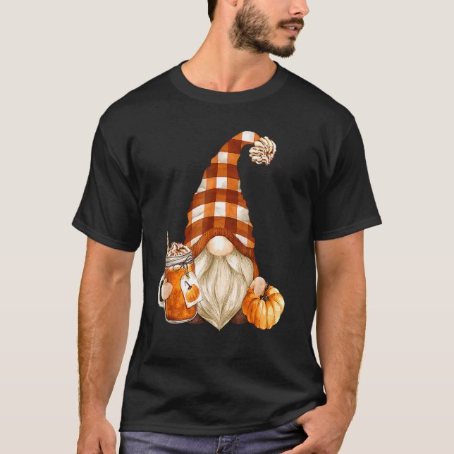 Söt högtidsnisse för Thanksgiving med höstpumpa T Shirt (Framsida)