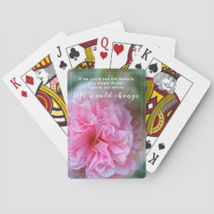 Söt Hollyhock Rosa Flower Quote Casinokort