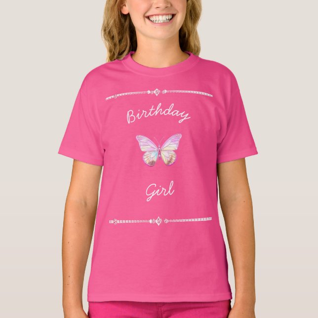 Söt Holo Diamond Butterfly BirthdayT-Shirt T Shirt (Framsida)