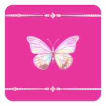 Söt Holo Diamond Butterfly Square Sticker