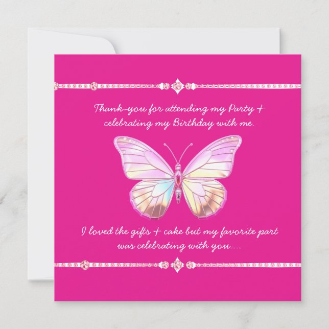 Söt Holo Diamond Butterfly - tack, ditt kort (Framsida)