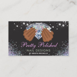 Söt Holografik Diamond Glitter Nagel Visitkort