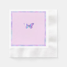 Söt Holografisk Butterfly Pappersservett Rosa