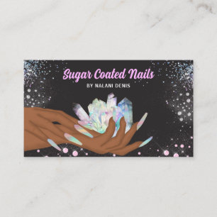 Söt Holografisk Crystal Glitter Nagel Visitkort
