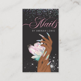 Söt Holografisk Crystal Glitter Nagel Visitkort