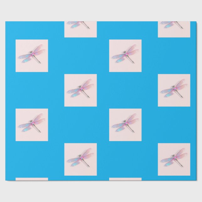 Söt Holografisk Dragonfly Wrapping Papper Presentpapper (Seam)