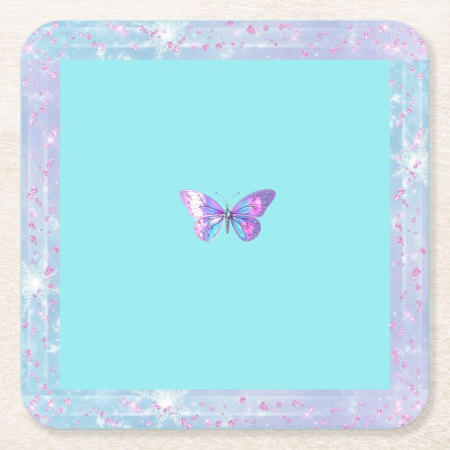 Söt Holografisk fjäril Papper Underlägg Aqua (Framsidan)