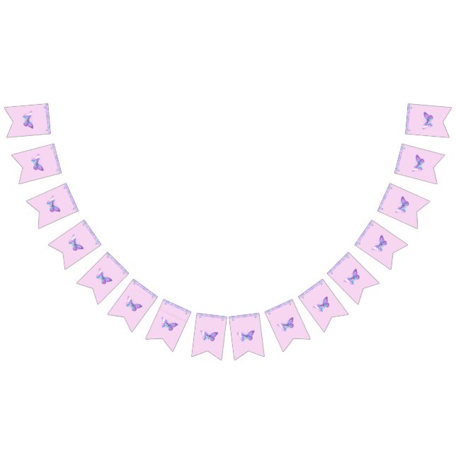 Söt Holografisk Rosa för buntbanderoll av fjäril Vimplar (Alla)