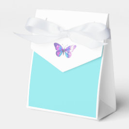 Söt Holografiskt Butterfly Favor Box Aqua Presentaskar