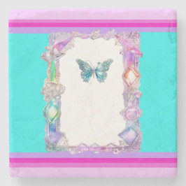 Söt Holografiskt Butterfly Stone Underlägg Aqua