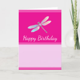 Söt Holografiskt Rosa Dragonfly Greeting Card Meddelande