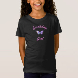 Söt HoloGraph Butterfly Girl's T-Shirt - Black