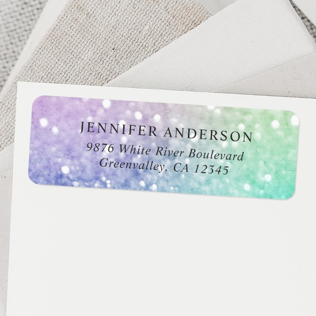 Söt Holography Glitter Girly Glamous Returadress Etikett (Skapare uppladdad)