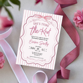 Söt Hon knyter knuten Rosa Vit Bröllopsdusch Inbjudningar
