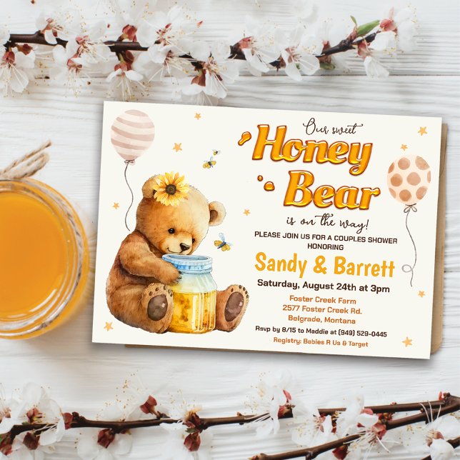 Söt Honey Bear Baby Shower Inbjudan (Skapare uppladdad)