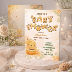 Söt Honey Bee Baby Shower Inbjudan