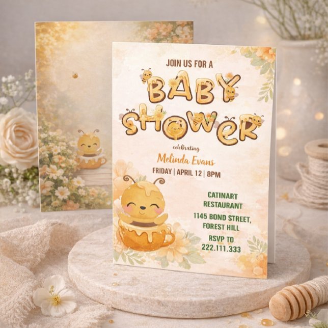 Söt Honey Bee Baby Shower Inbjudan (Skapare uppladdad)