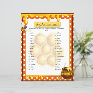Söt honeybee Baby Shower Animal Match Game