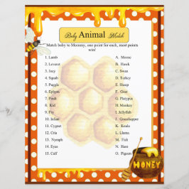 Söt honeybee Baby Shower Animal Match Game