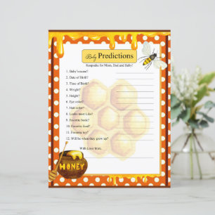 Söt honeybee Baby Shower Baby Predications-spel