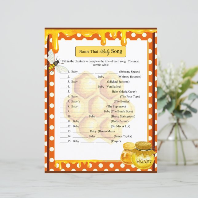 Söt honeybee Baby Shower Baby Sång Game (Stående Fram)