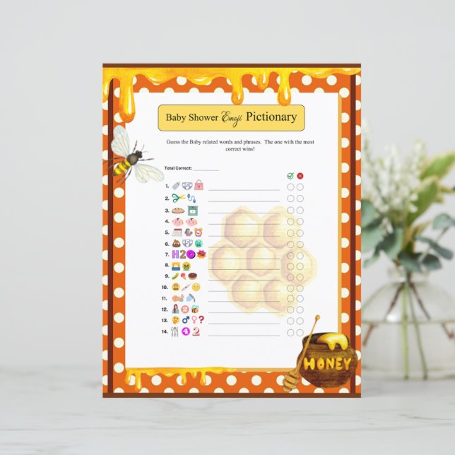 Söt Honeybee Baby Shower Emoji-spel  (Stående Fram)