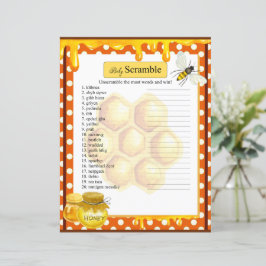 Söt honeybee Baby Shower Ord Scramble Game