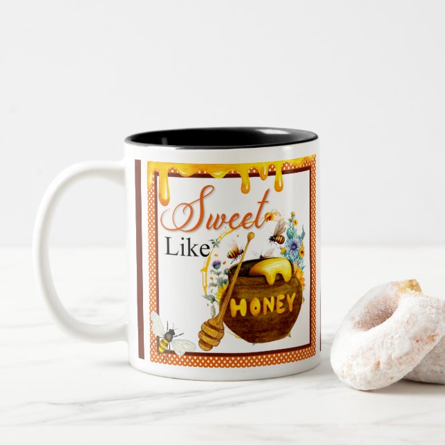 Söt honeybee Baby Shower Två-Tonad Mugg (Med munk)