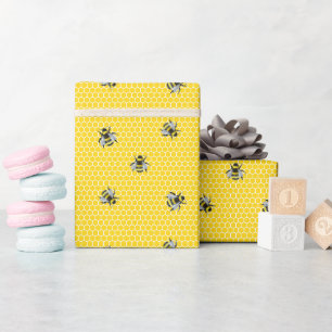Söt Honeycomb Bee Gult Baby Shower Birthday Presentpapper