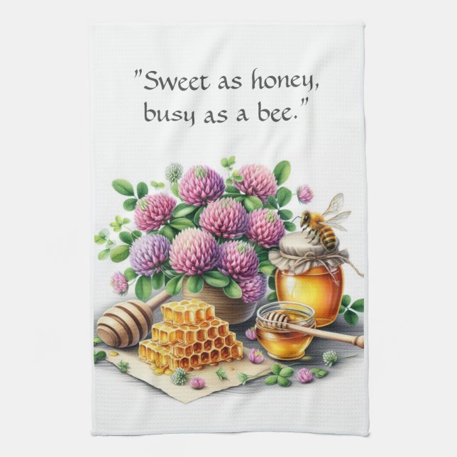Söt honung Busy Bee Red Klöver Kitchen Towels Kökshandduk (Vertikal)
