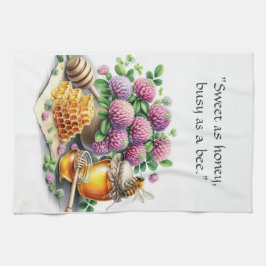 Söt honung upptagen bi röd klöver köksdukar kökshandduk