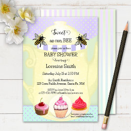 Söt honungsbee Tea Cuptårta Baby Shower Inbjudningar