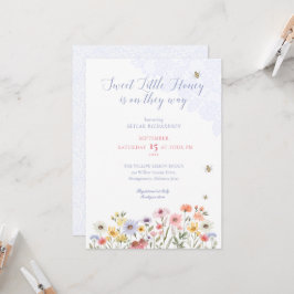 Söt honungsBee Wildblommor & Snöre Baby Shower Inbjudningar