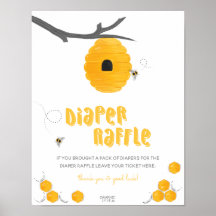 Söt honungsbi Baby Shower blöjlotteri skylt