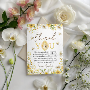 Söt honungsbi Blommig födelsedags-tack Inbjudningar