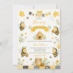 Söt honungsbi flicka baby shower daisy blomster inbjudningar