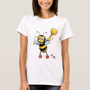 Söt honungsbi med hjärta & monogram t shirt