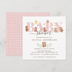 Söt honungsbjörn baby shower inbjudan