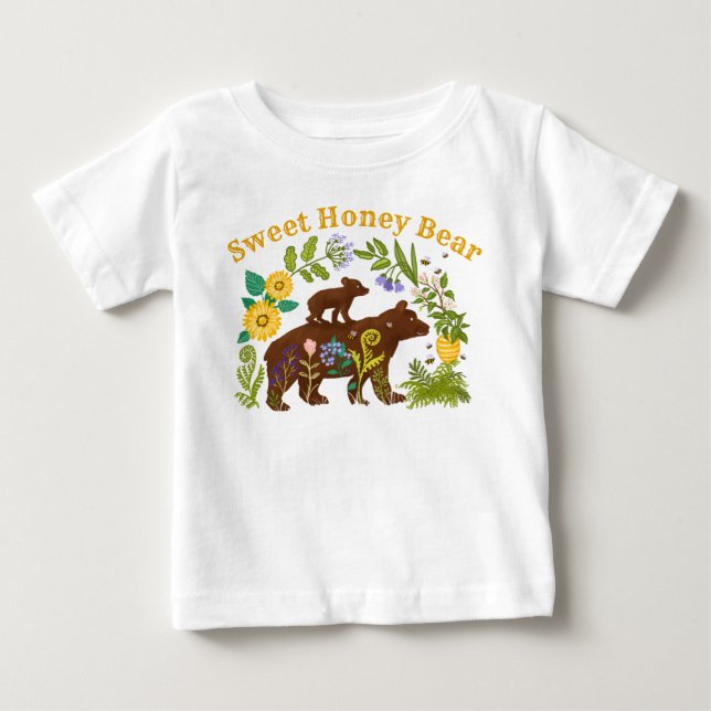 Söt honungsbjörn mamma & bebis t shirt (Framsida)