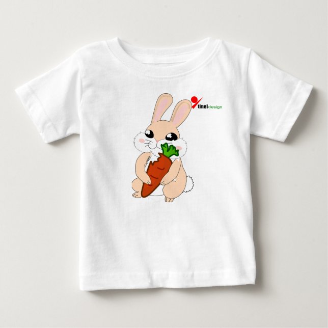 Söt Hoppy Kanin Baby T-Shirt  Påsk (Framsida)