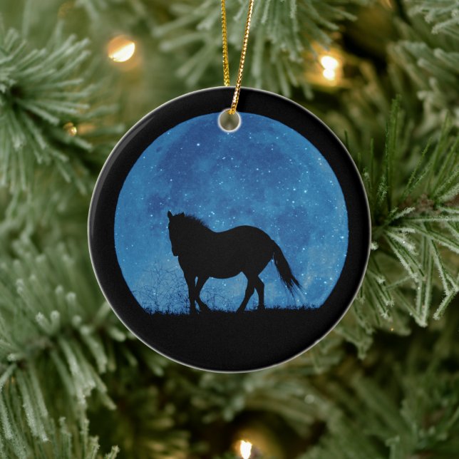 Söt Horse and Måne jul Ornament (Träd)