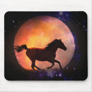 Söt Horse and Måne Mouse Pad Musmatta