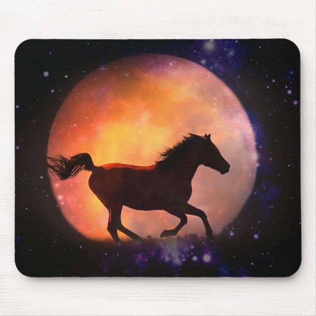 Söt Horse and Måne Mouse Pad Musmatta (Framsidan)