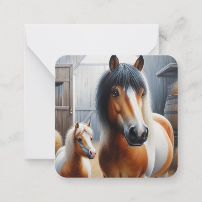 Söt Horse and Pony Anteckningskort (Framsida)