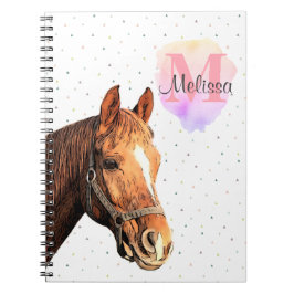 Söt Horse Animal Equestrian Stables Monogram Anteckningsbok