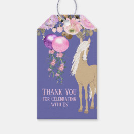 Söt Horse Blommigt Periwinkle Birthday-favorittagg Presentetikett
