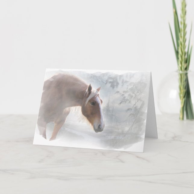Söt Horse i Snö Note Card Kort (Framsida)