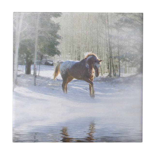 Söt Horse in Sol Art Tile Kakelplatta (Framsidan)