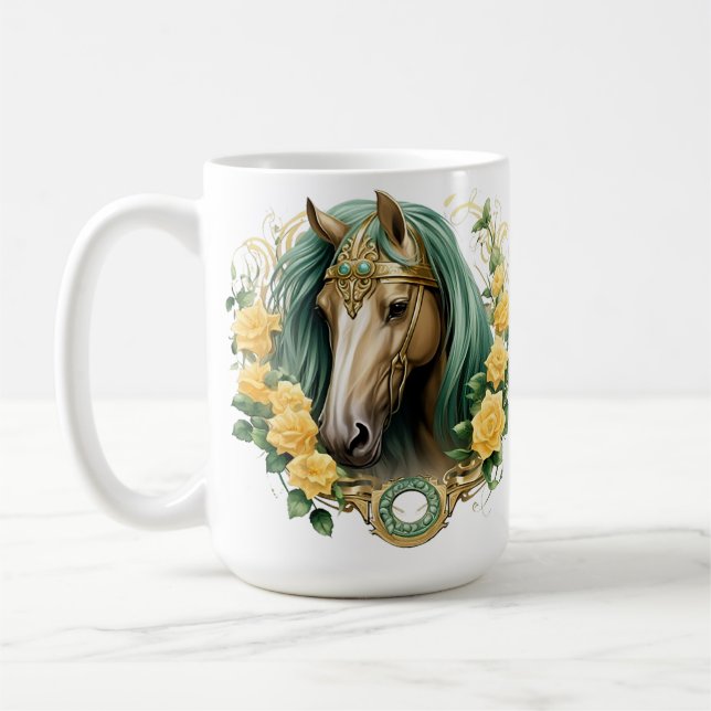 SÖT HORSE MED GUL ROS OCH GULD RAM KAFFEMUGG (Vänster)